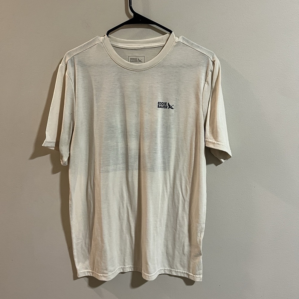 Eddie Bauer Cream Short‎ Sleeve Tee with Scenic Graphic